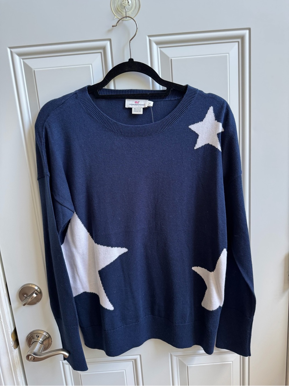 Vineyard Vines Navy Crewneck Sweater with White Stars